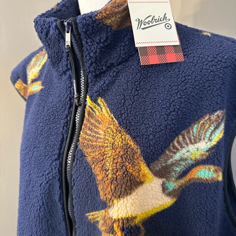 Woolrich x Target Unisex Navy Duck Print Fleece Vest Medium